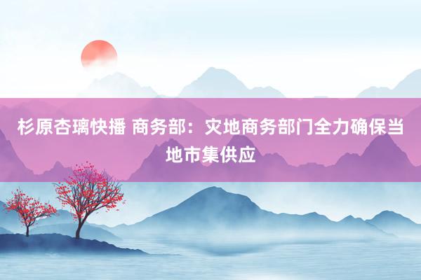 杉原杏璃快播 商务部：灾地商务部门全力确保当地市集供应
