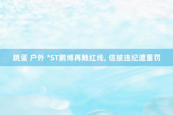 跳蛋 户外 *ST鹏博再触红线， 信披违纪遭重罚