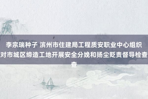 李宗瑞种子 滨州市住建局工程质安职业中心组织对市城区缔造工地开展安全分娩和扬尘贬责督导检查