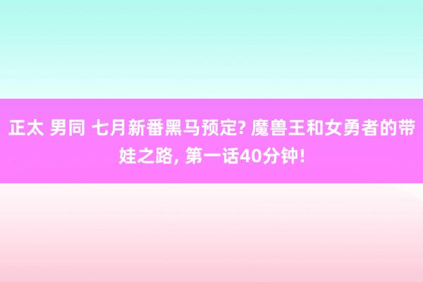 正太 男同 七月新番黑马预定? 魔兽王和女勇者的带娃之路， 第一话40分钟!